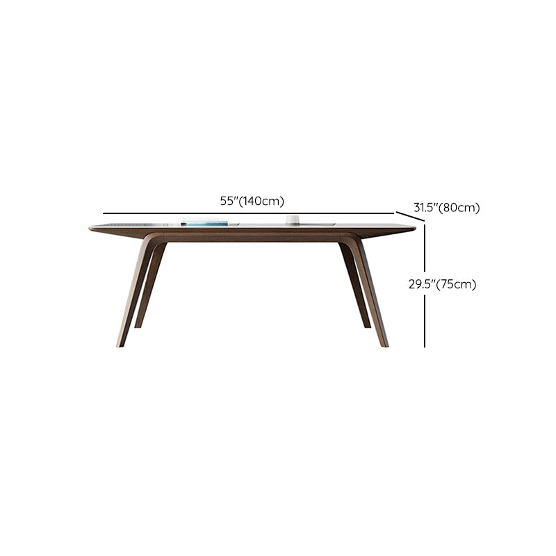 Table de salle à manger en pierre frittée de table rectangulaire moderne avec pieds en bois