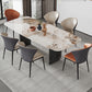 Mesa rectangular moderna mesa de comedor de piedra sinterizada con patas de metal
