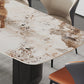 Mesa rectangular moderna mesa de comedor de piedra sinterizada con patas de metal
