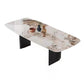 Mesa rectangular moderna mesa de comedor de piedra sinterizada con patas de metal