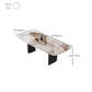Mesa rectangular moderna mesa de comedor de piedra sinterizada con patas de metal