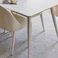 Contemporary Dinette Table Rectangle Stone Dining Room Table in White
