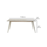 Contemporary Dinette Table Rectangle Stone Dining Room Table in White