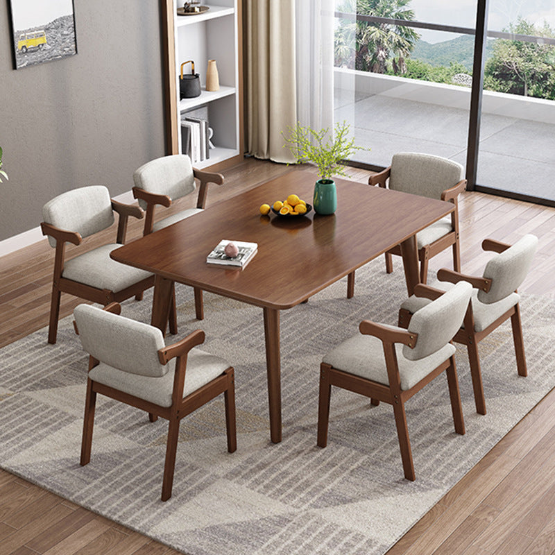 Solid Wood Dining Room Table Modern Dining Table for Kitchen Walnut 59.1"L x 31.5"W x 30.3"H Without Chairs Clearhalo 'Dining Tables & Seating' 'Dining Tables' 'dining_table' 'furn' 'furn_dining_table' 'Furniture' 'Kitchen & Dining Furniture' 6769584