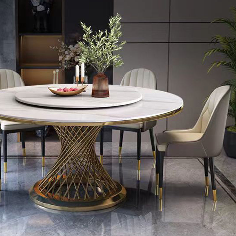 Round Turntable Dining Table Sintered Stone Dining Table for Home Clearhalo 'Dining Tables & Seating' 'Dining Tables' 'dining_table' 'furn' 'furn_dining_table' 'Furniture' 'Kitchen & Dining Furniture' 6769691