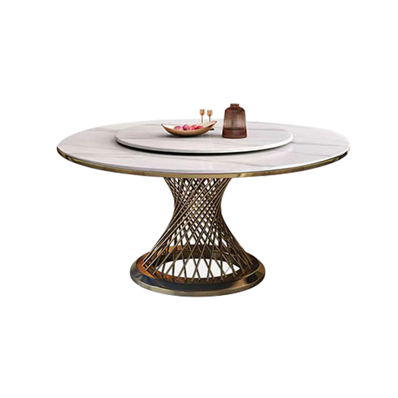 Round Turntable Dining Table Sintered Stone Dining Table for Home Clearhalo 'Dining Tables & Seating' 'Dining Tables' 'dining_table' 'furn' 'furn_dining_table' 'Furniture' 'Kitchen & Dining Furniture' 6769692