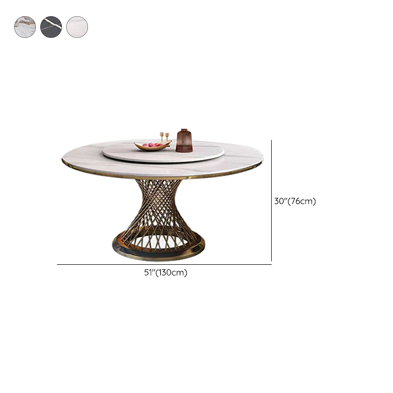 Round Turntable Dining Table Sintered Stone Dining Table for Home Clearhalo 'Dining Tables & Seating' 'Dining Tables' 'dining_table' 'furn' 'furn_dining_table' 'Furniture' 'Kitchen & Dining Furniture' 6769697