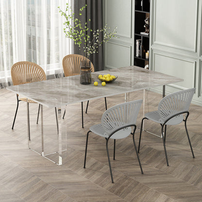 Contemporary Dinette Table Rectangle Stone Dining Table for Dining Room Gray Without Chairs Clearhalo 'Dining Tables & Seating' 'Dining Tables' 'dining_table' 'furn' 'furn_dining_table' 'Furniture' 'Kitchen & Dining Furniture' 6769714