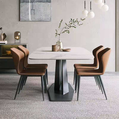Industrial Dining Room Table Rectangle Stone Dinette Table for Dining Room Black White Without Chairs Clearhalo 'Dining Tables & Seating' 'Dining Tables' 'dining_table' 'furn' 'furn_dining_table' 'Furniture' 'Kitchen & Dining Furniture' 6769760