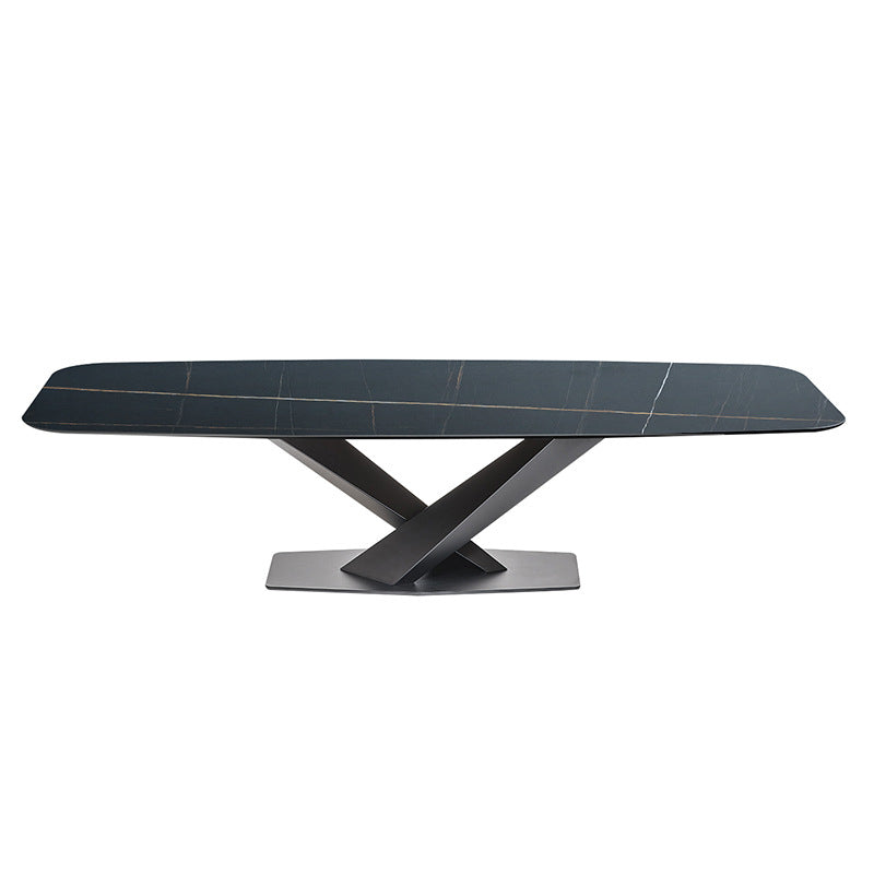 Industrial Dining Room Table Rectangle Stone Dinette Table for Dining Room Black Without Chairs Clearhalo 'Dining Tables & Seating' 'Dining Tables' 'dining_table' 'furn' 'furn_dining_table' 'Furniture' 'Kitchen & Dining Furniture' 6769762