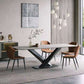 Industrial Dining Room Table Rectangle Stone Dinette Table for Dining Room Black Grey Without Chairs Clearhalo 'Dining Tables & Seating' 'Dining Tables' 'dining_table' 'furn' 'furn_dining_table' 'Furniture' 'Kitchen & Dining Furniture' 6769763