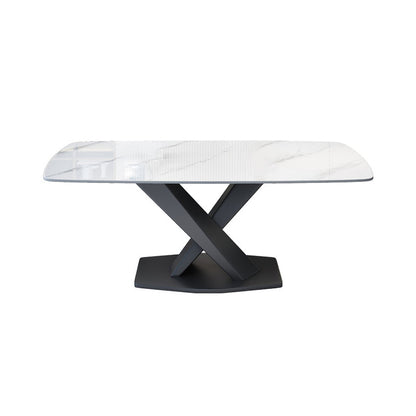 Industrial Dining Room Table Stone Rectangle Dinette Table for Dining Room White Without Chairs Clearhalo 'Dining Tables & Seating' 'Dining Tables' 'dining_table' 'furn' 'furn_dining_table' 'Furniture' 'Kitchen & Dining Furniture' 6769787