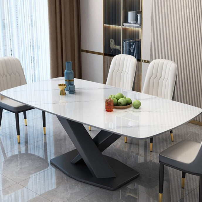 Industrial Dining Room Table Stone Rectangle Dinette Table for Dining Room Clearhalo 'Dining Tables & Seating' 'Dining Tables' 'dining_table' 'furn' 'furn_dining_table' 'Furniture' 'Kitchen & Dining Furniture' 6769791