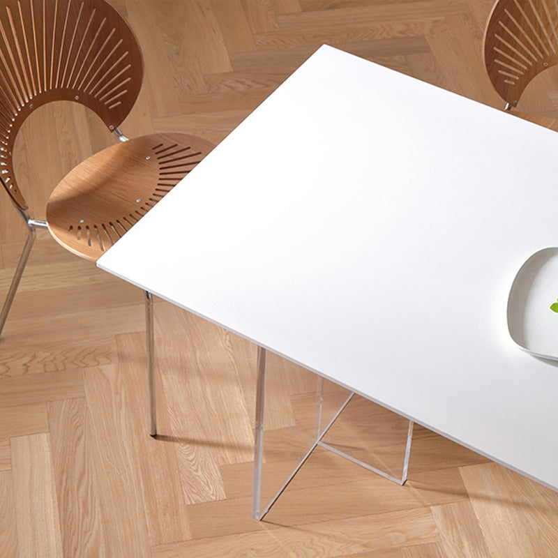 Industrial Dining Room Table Rectangle Stone Dinette Table in White Clearhalo 'Dining Tables & Seating' 'Dining Tables' 'dining_table' 'furn' 'furn_dining_table' 'Furniture' 'Kitchen & Dining Furniture' 6769812