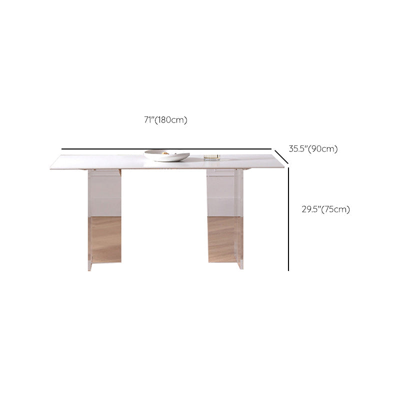 Industrial Dining Room Table Rectangle Stone Dinette Table in White Clearhalo 'Dining Tables & Seating' 'Dining Tables' 'dining_table' 'furn' 'furn_dining_table' 'Furniture' 'Kitchen & Dining Furniture' 6769818