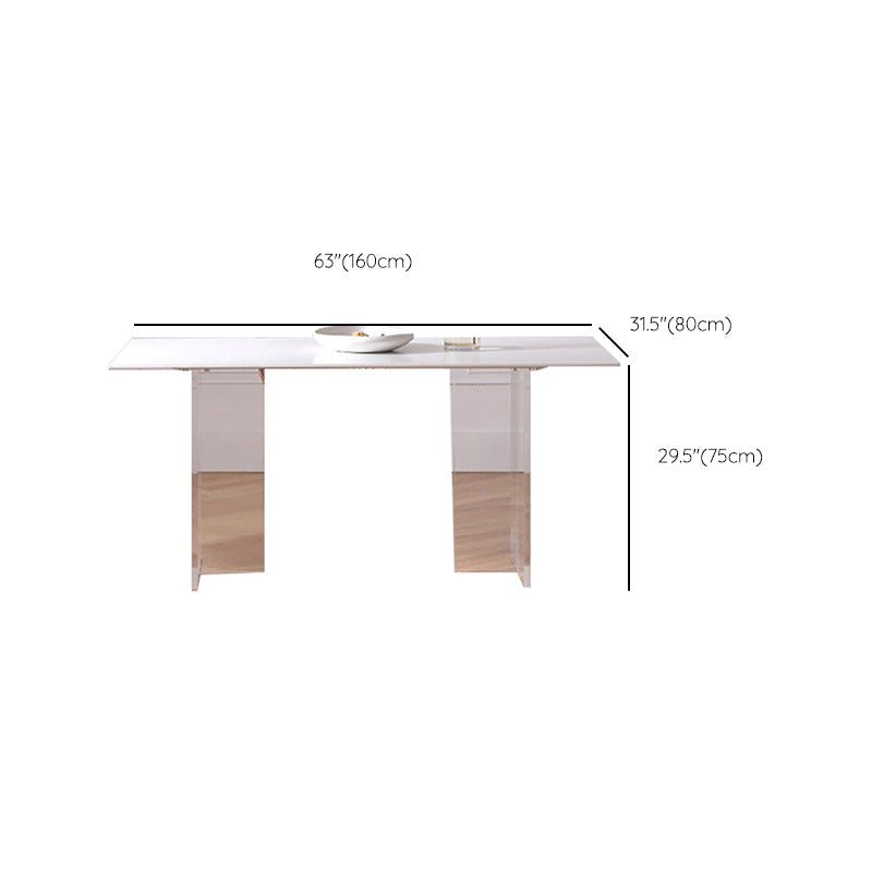 Industrial Dining Room Table Rectangle Stone Dinette Table in White Clearhalo 'Dining Tables & Seating' 'Dining Tables' 'dining_table' 'furn' 'furn_dining_table' 'Furniture' 'Kitchen & Dining Furniture' 6769819