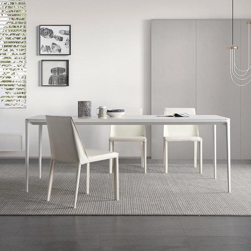 Contemporain 1/4/5/6/7 Pièces chaises de restauration Ensemble de meubles en pierre rectangulaire en blanc