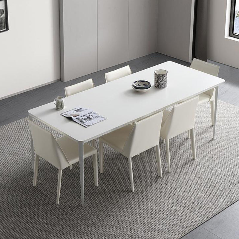 Contemporain 1/4/5/6/7 Pièces chaises de restauration Ensemble de meubles en pierre rectangulaire en blanc