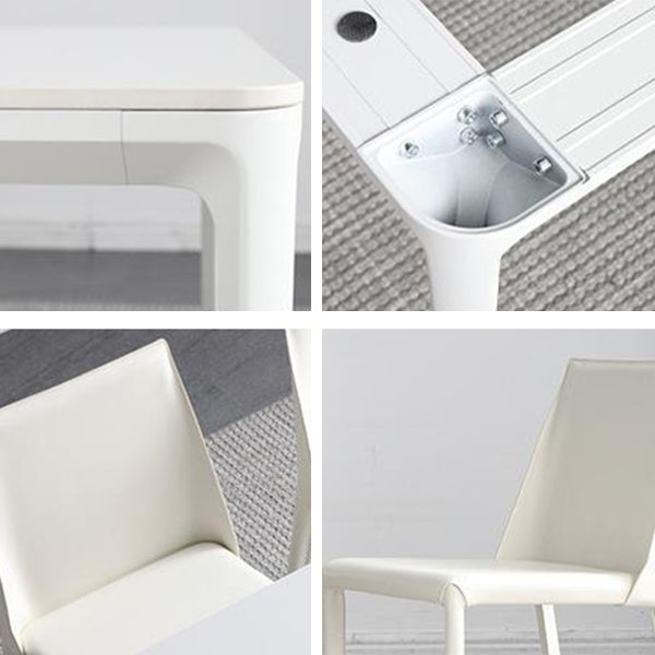 Contemporain 1/4/5/6/7 Pièces chaises de restauration Ensemble de meubles en pierre rectangulaire en blanc