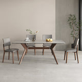 Contemporary Style 1/4/5 Pieces Dining Chairs Set Rectangle Stone Furniture in Gray