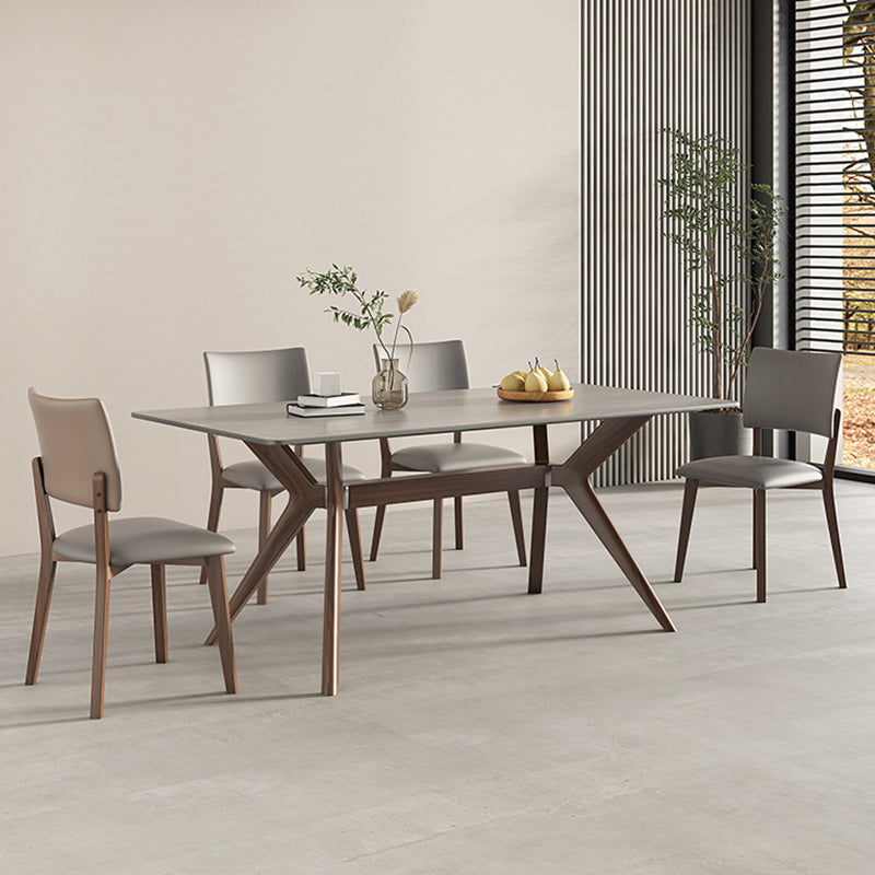 Estilo contemporáneo 1/4/5 Piezas Sillas de comedor Conjunta muebles de piedra rectangulares en gris