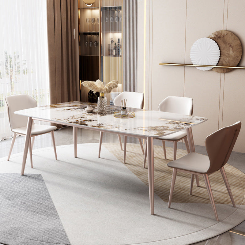 Noordse 1/2/5/7 stukken meubels rechthoekige stenen eettafel in wit gezet