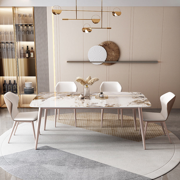 Noordse 1/2/5/7 stukken meubels rechthoekige stenen eettafel in wit gezet