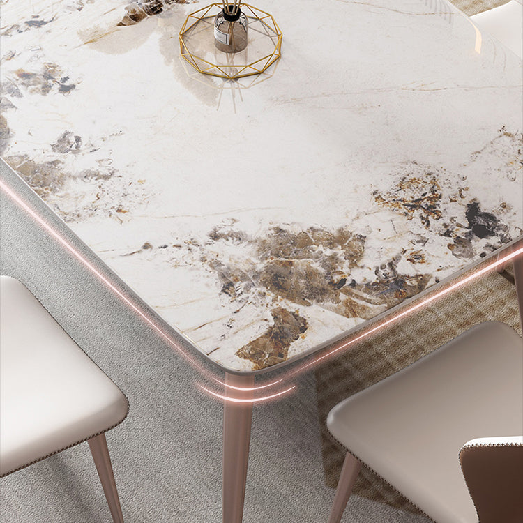 Noordse 1/2/5/7 stukken meubels rechthoekige stenen eettafel in wit gezet