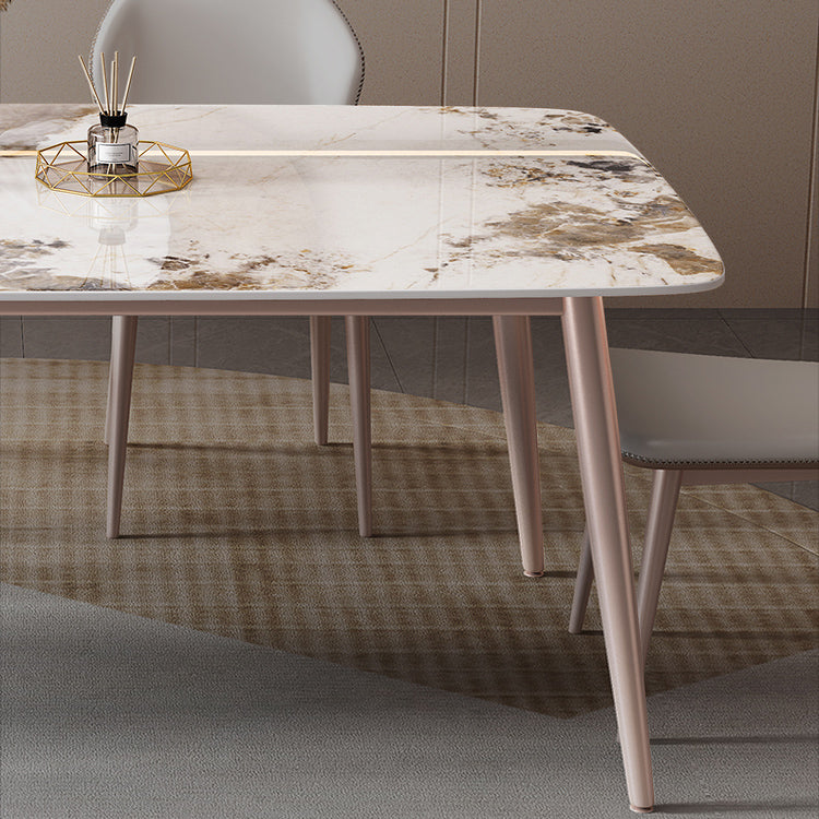 Noordse 1/2/5/7 stukken meubels rechthoekige stenen eettafel in wit gezet