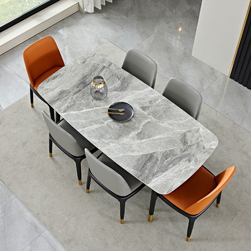 Noordse 1/4/5/7 stukken meubels rechthoekige stenen eettafel ingesteld in grijs