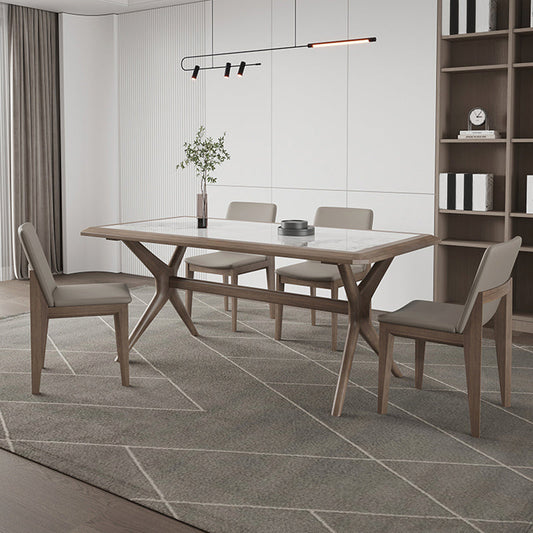 Contemporary Style 1/2/3/5/7 Pieces Dining Chairs Set Rectangle Stone Furniture in White