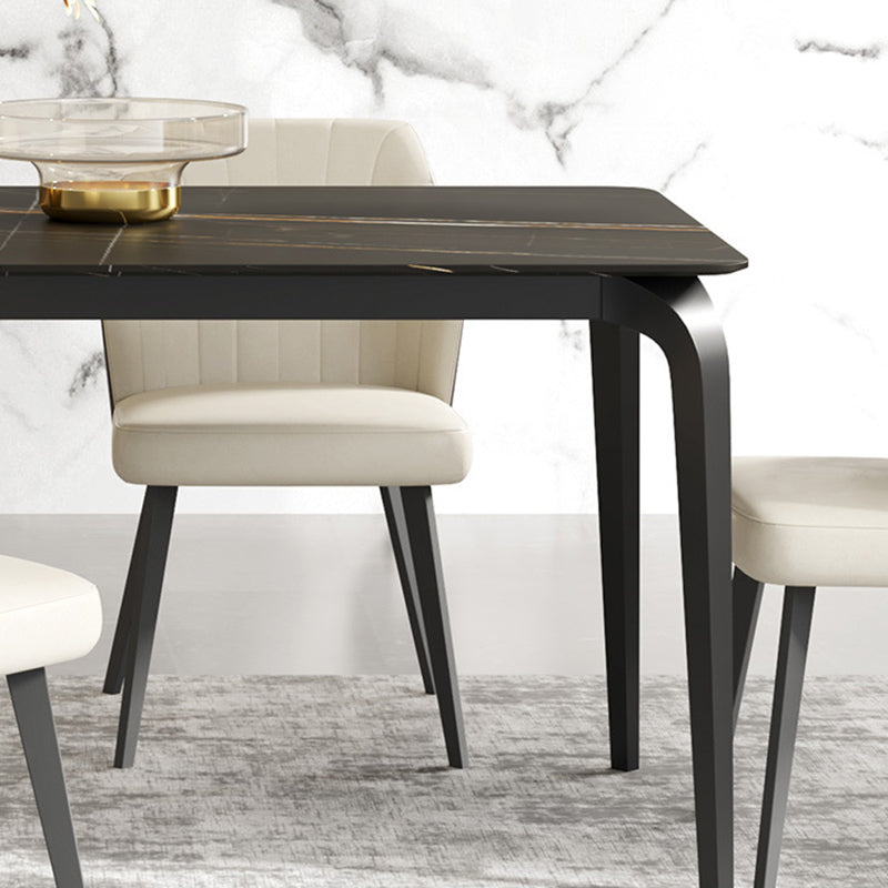 Contemporary Style 1/2/7 Pieces Dining Chairs Set Rectangle Stone Furniture in Black