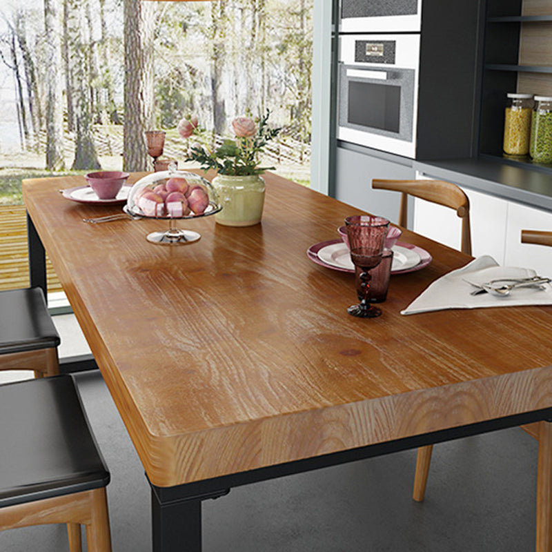 Industrielle 1/2/5 Stück Möbel Massivholz Rechteck Esszimmer Set in Braun