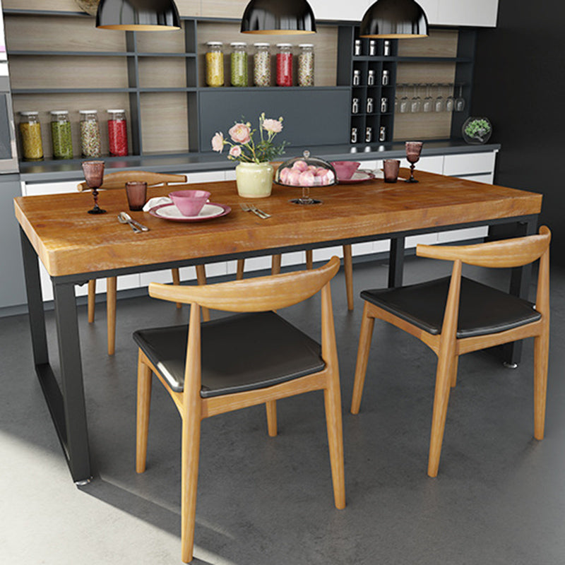 Industrielle 1/2/5 Stück Möbel Massivholz Rechteck Esszimmer Set in Braun