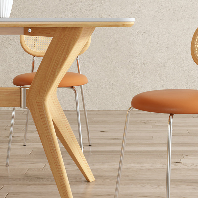 Contemporary 1/2/5/7 Pieces Dining Chairs Set Rectangle Stone Furniture in White Clearhalo 'Dining Room Sets' 'Dining Tables & Seating' 'dining_room_set' 'furn' 'furn_dining_room_set' 'Furniture' 'Kitchen & Dining Furniture' 6770038