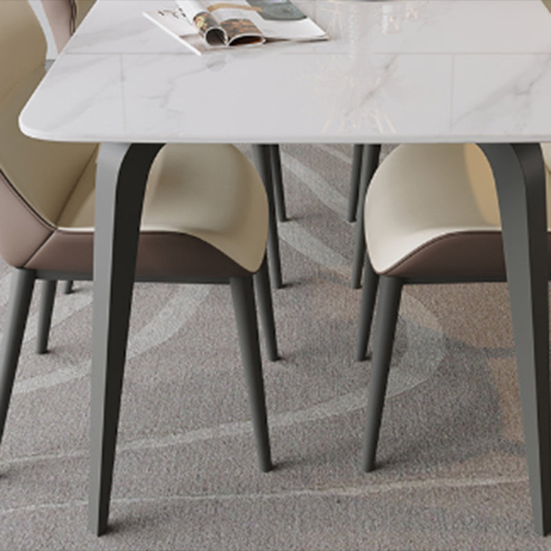 Estilo contemporáneo 1/4/5/9 Piezas Sillas de comedor Muebles de piedra rectangulares en blanco