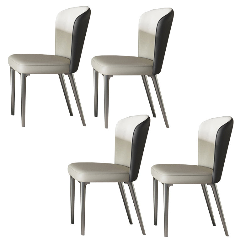 Contemporary Style 1/4/5/7/8 Pieces Dining Chairs Set Rectangle Stone Furniture in White 4 White Chairs Clearhalo 'Dining Room Sets' 'Dining Tables & Seating' 'dining_room_set' 'furn' 'furn_dining_room_set' 'Furniture' 'Kitchen & Dining Furniture' 6770214