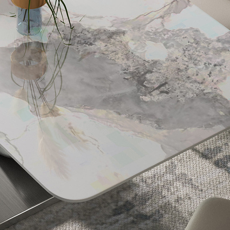 Contemporary Style 1/4/5/7/8 Pieces Dining Chairs Set Rectangle Stone Furniture in White Clearhalo 'Dining Room Sets' 'Dining Tables & Seating' 'dining_room_set' 'furn' 'furn_dining_room_set' 'Furniture' 'Kitchen & Dining Furniture' 6770219