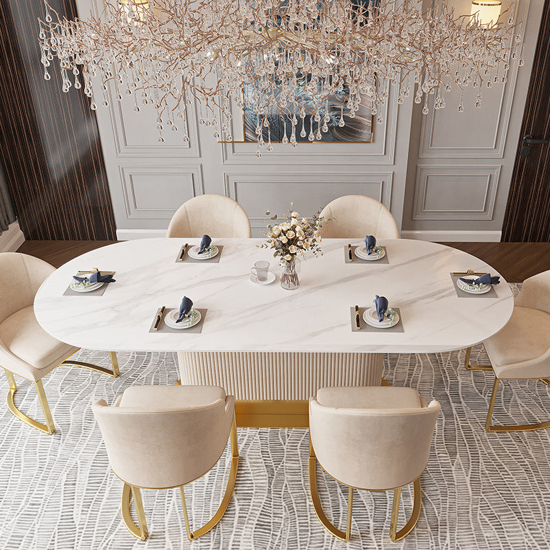Nordic 1/4/5/7 Pieces Dining Set Stone Dining Table for Dining Room Clearhalo 'Dining Room Sets' 'Dining Tables & Seating' 'dining_room_set' 'furn' 'furn_dining_room_set' 'Furniture' 'Kitchen & Dining Furniture' 6770235