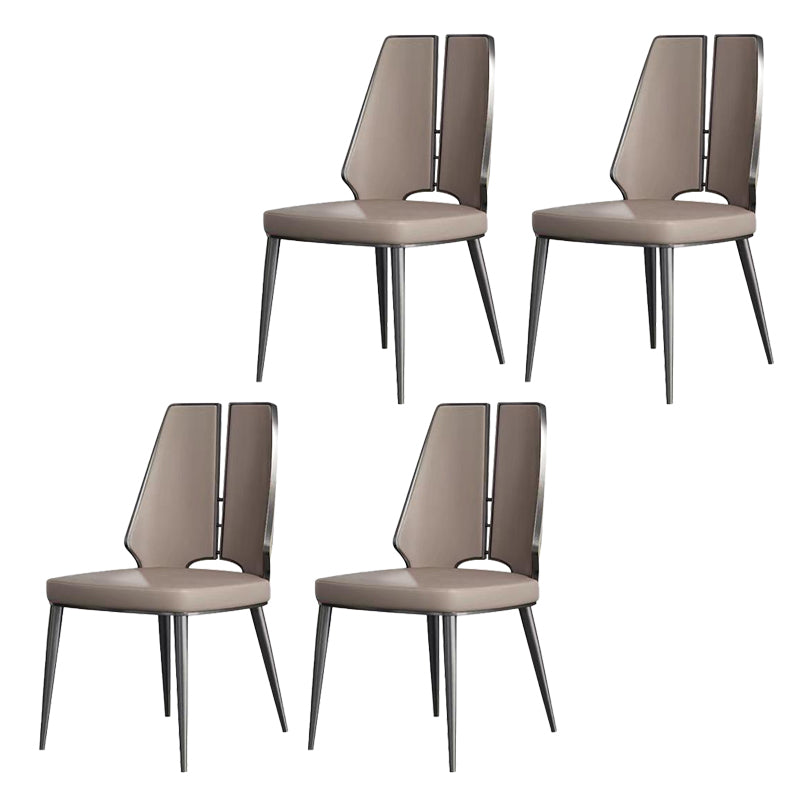 Glam Style Side Chair Metal Open Back Dining Room Chair for Indoor Grey 4 Piece Set Clearhalo 'Dining Chairs' 'Dining Tables & Seating' 'dining_chair' 'furn' 'furn_dining_chair' 'Furniture' 'Kitchen & Dining Furniture' 6770283