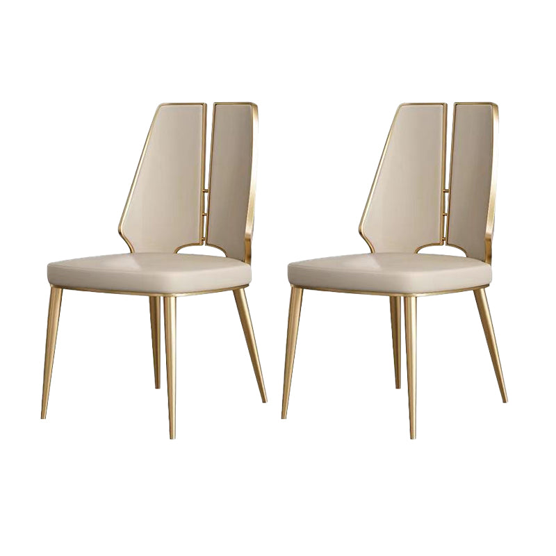 Glam Style Side Chair Metal Open Back Dining Room Chair for Indoor Off-White 2 Piece Set Clearhalo 'Dining Chairs' 'Dining Tables & Seating' 'dining_chair' 'furn' 'furn_dining_chair' 'Furniture' 'Kitchen & Dining Furniture' 6770290