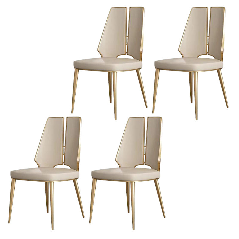Glam Style Side Chair Metal Open Back Dining Room Chair for Indoor Off-White 4 Piece Set Clearhalo 'Dining Chairs' 'Dining Tables & Seating' 'dining_chair' 'furn' 'furn_dining_chair' 'Furniture' 'Kitchen & Dining Furniture' 6770292