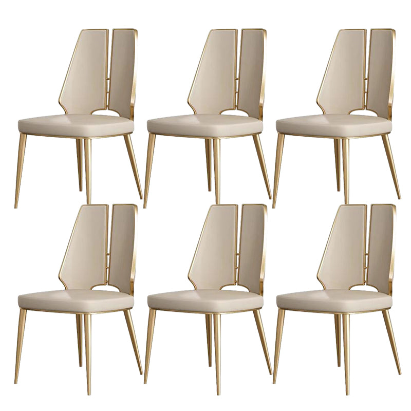 Glam Style Side Chair Metal Open Back Dining Room Chair for Indoor Off-White 6 Piece Set Clearhalo 'Dining Chairs' 'Dining Tables & Seating' 'dining_chair' 'furn' 'furn_dining_chair' 'Furniture' 'Kitchen & Dining Furniture' 6770294