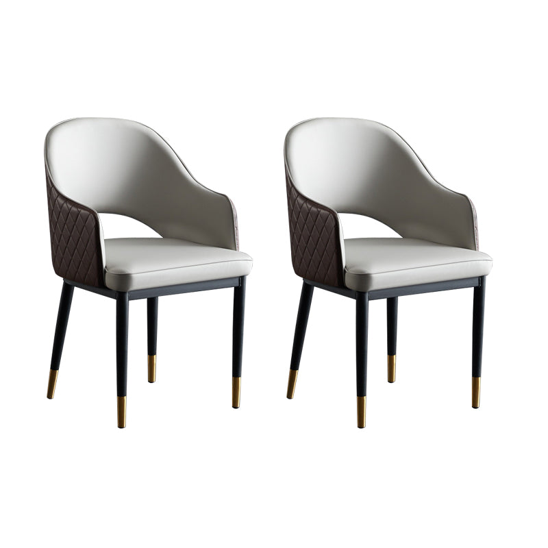 Sillas de comedor de cuero de falso silla lateral de comedor abierto para el hogar