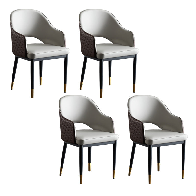 Sillas de comedor de cuero de falso silla lateral de comedor abierto para el hogar