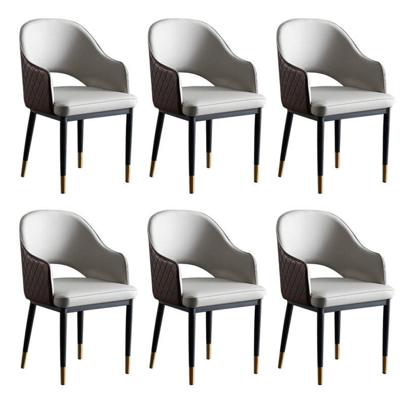 Sillas de comedor de cuero de falso silla lateral de comedor abierto para el hogar