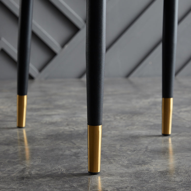 Sillas de comedor de cuero de falso silla lateral de comedor abierto para el hogar