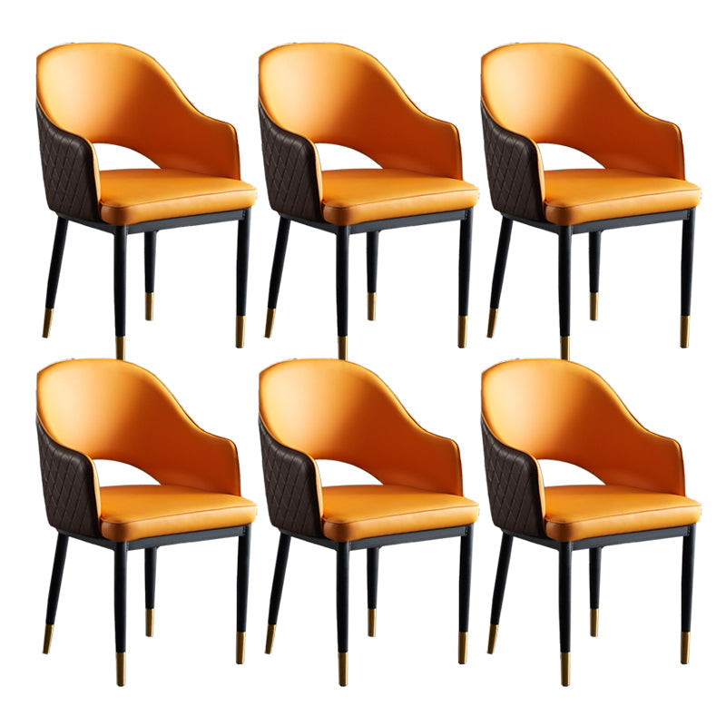 Sillas de comedor de cuero de falso silla lateral de comedor abierto para el hogar
