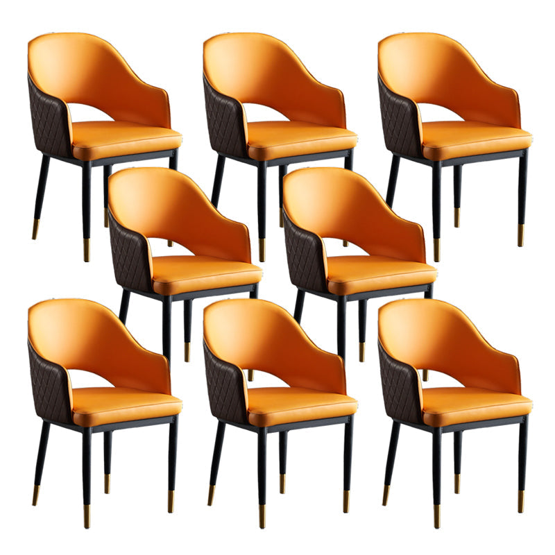 Sillas de comedor de cuero de falso silla lateral de comedor abierto para el hogar