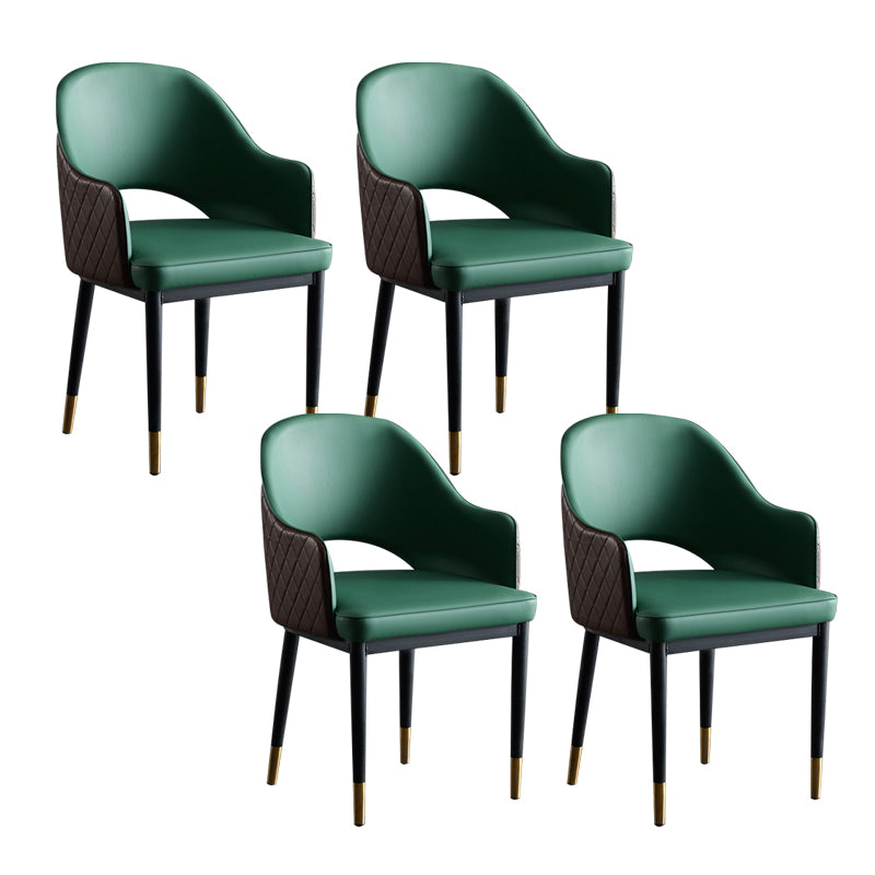 Sillas de comedor de cuero de falso silla lateral de comedor abierto para el hogar